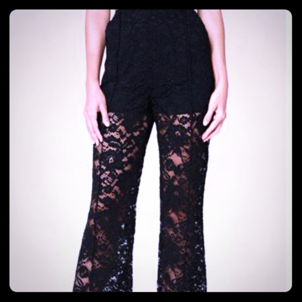 Bebe Wide Leg Lace Pants